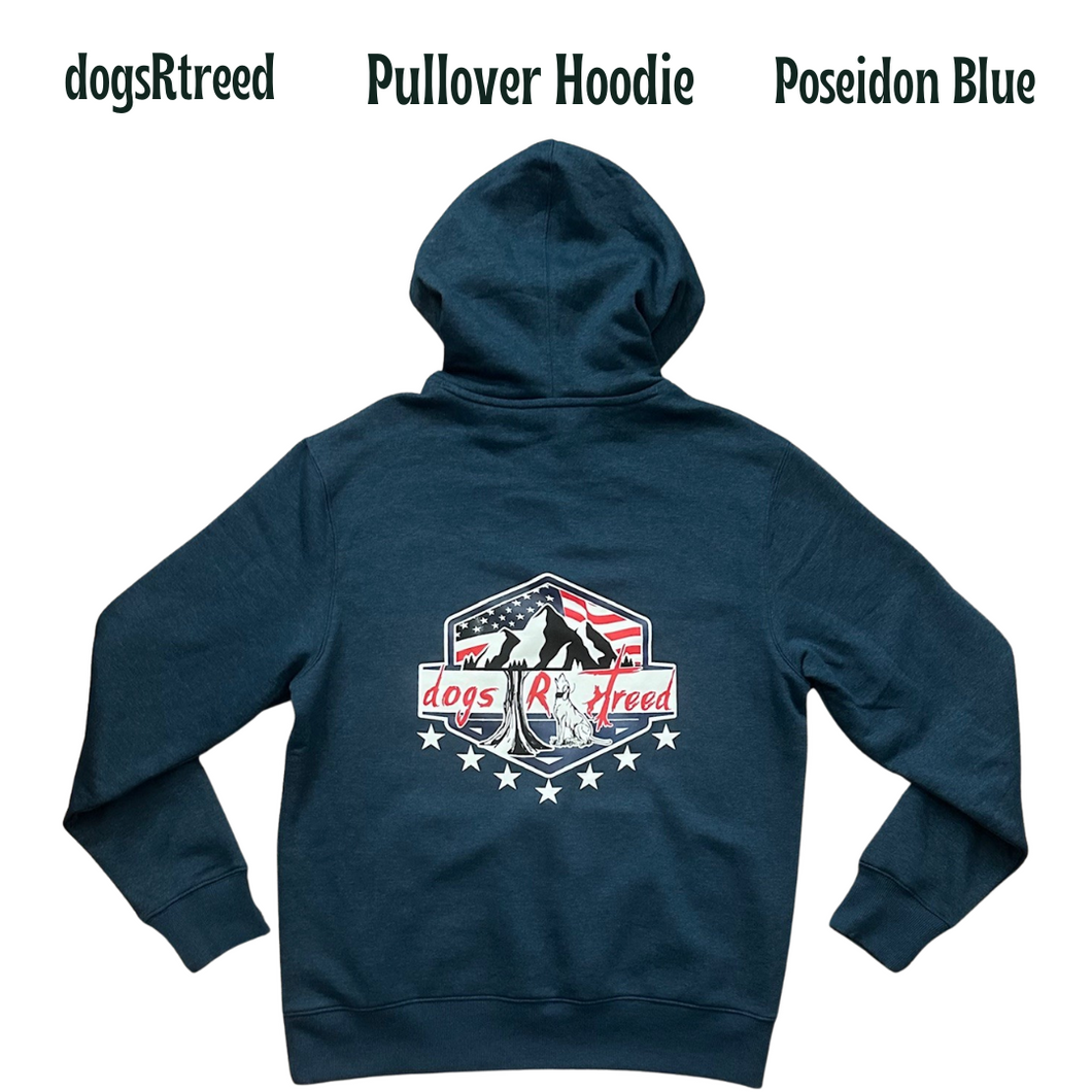 dogsRtreed LOGO HOODIE - Pullover Screen Print Sweatshirt - Heathered Blue